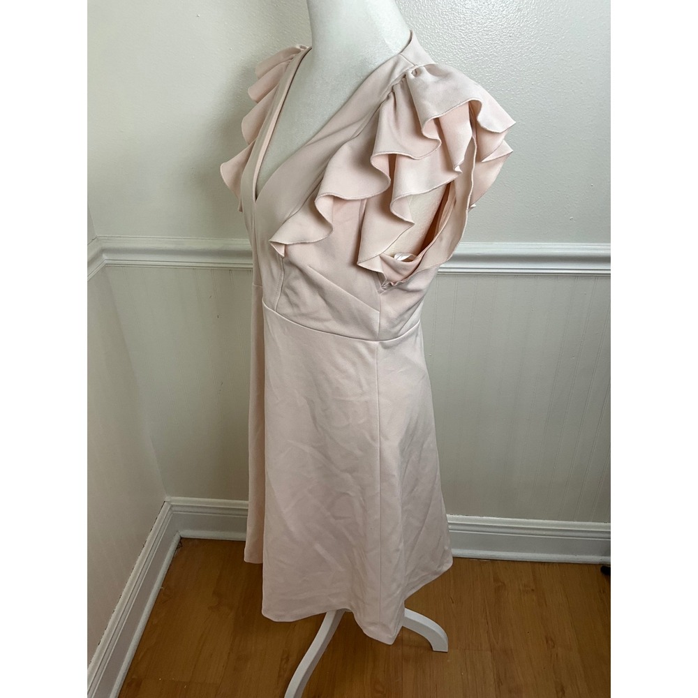 Tommy Hilfiger Pink Ruffle Sleeve V Neck‎ Dress Women Size 10 - Picture 7 of 10